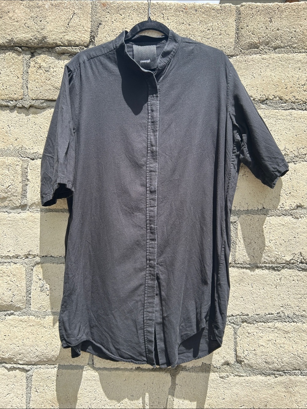 Women's Black Mini Dress with Mandarin Collar